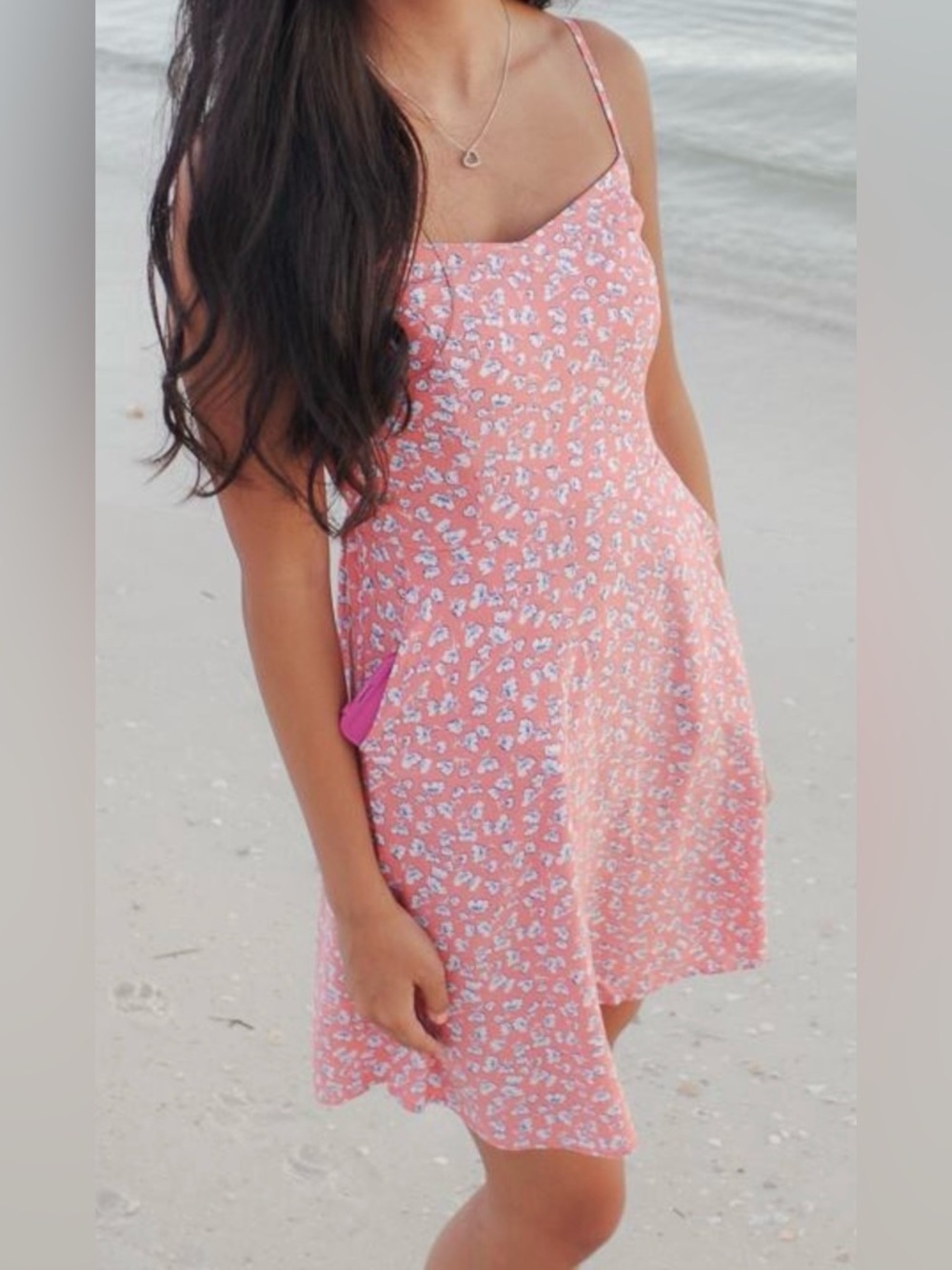 Coral Floral A-Line Women's Dress